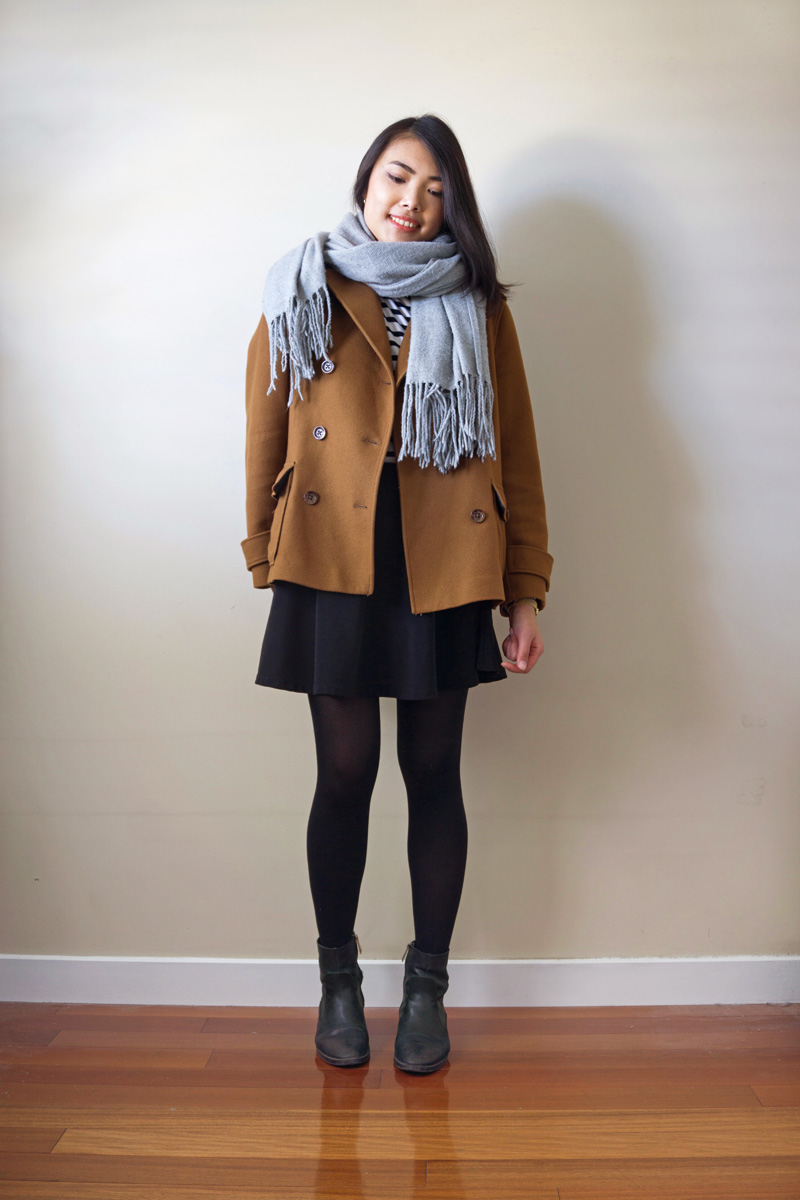 Classic Winter Warmth: Peacoat and A-line Skirt — Japan Winter Outfits