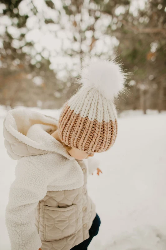 Warm Quilted Puffer Jacket with Chunky Knit Hat — Winter Outfits for Kids
