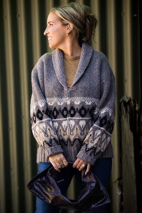 Shawl Collar Fair Isle Cardigan with Denim — Fair Isle Sweater Outfits