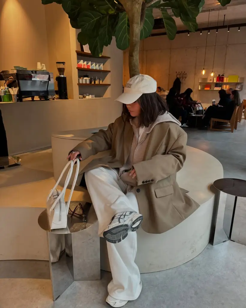 Beige Hoodie Under an Oversized Blazer — Hoodie Outfits