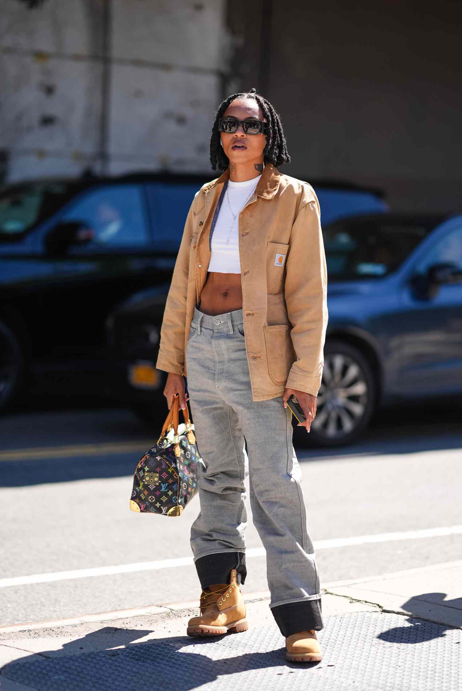 Workwear Inspired: Canvas Jacket, Wide-Leg Jeans, and Timberlands — Timberland Boots Outfits
