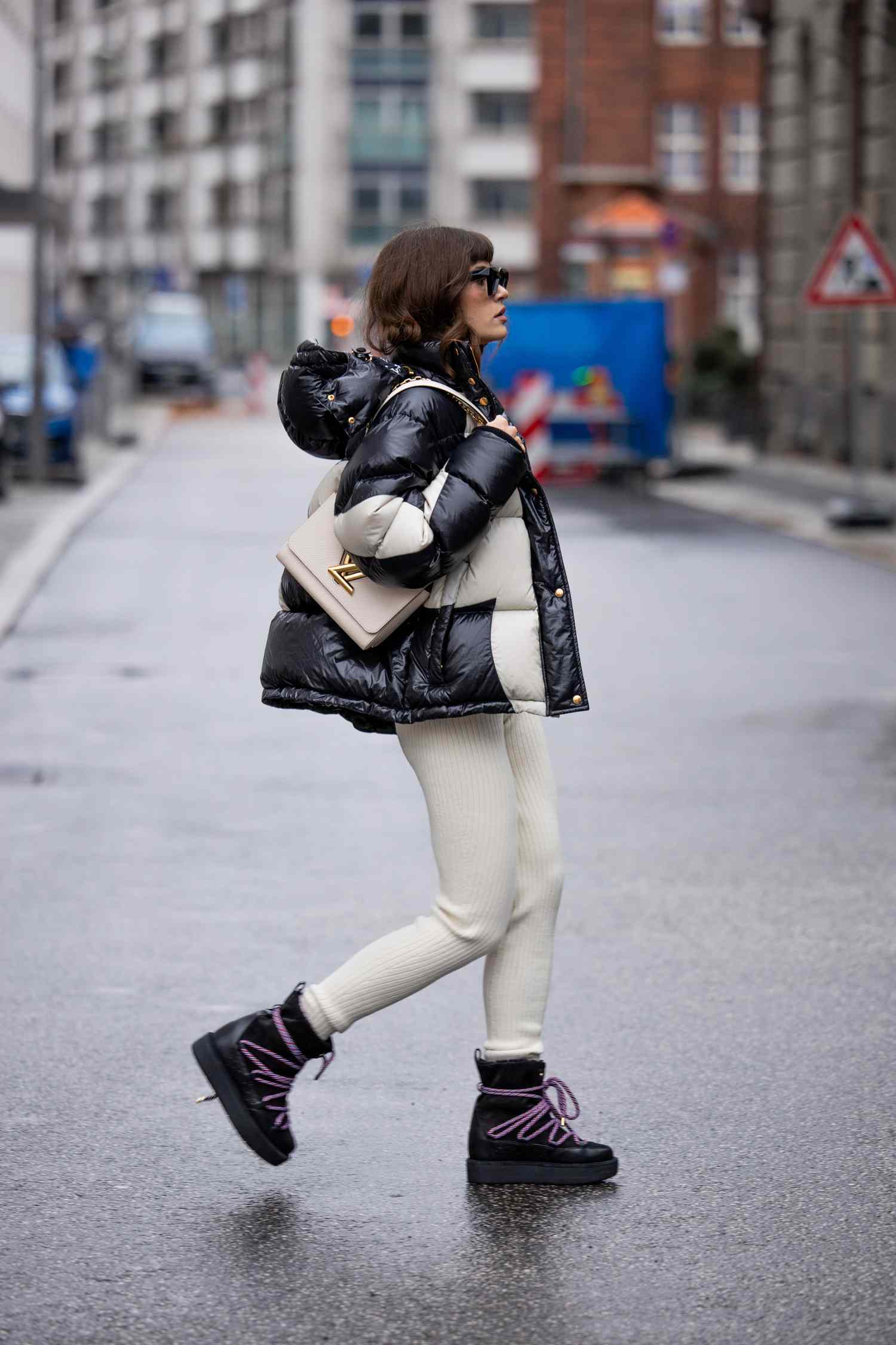 Lace-Up Snow Boots with Puffer Jacket and Leggings — Snow Boots Outfits
