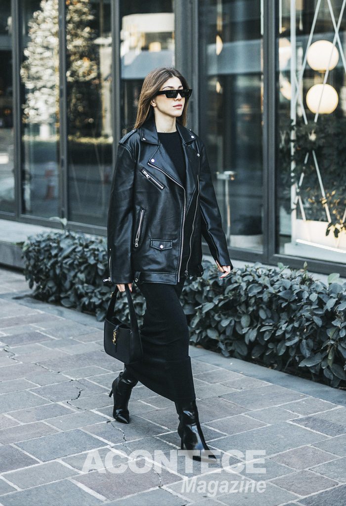 Monochromatic Edge: Leather Moto Jacket and Maxi Skirt — February Outfits