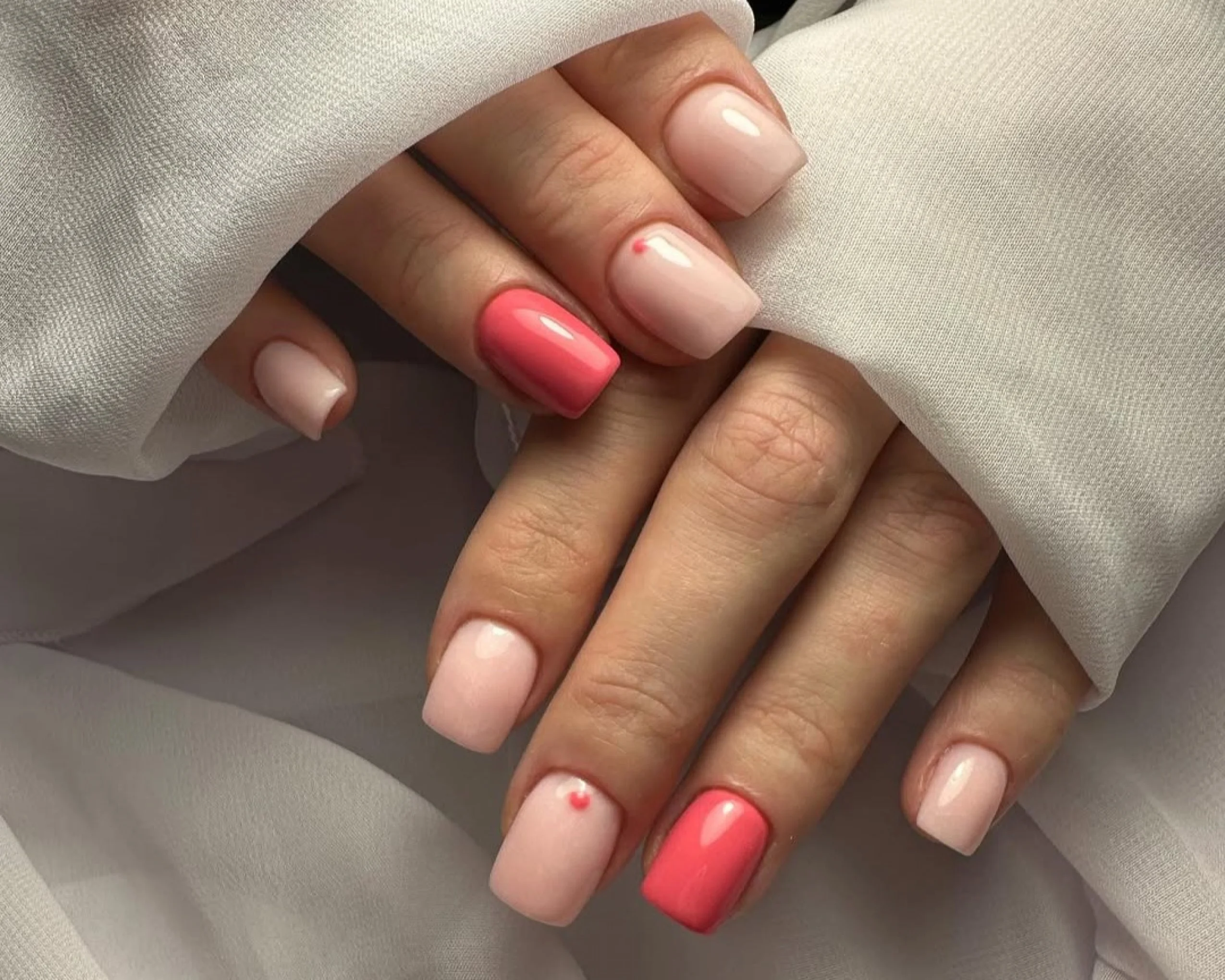 Soft Pink And A Brighter Coral-Pink Visual Idea — Winter Square Nails