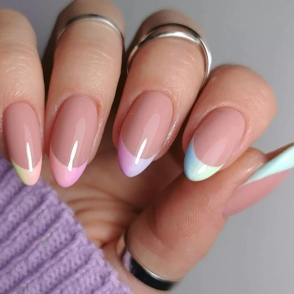 Pastel French Tip Almond Nails Pastel French Tip Almond Nails — Winter Almond Nails
