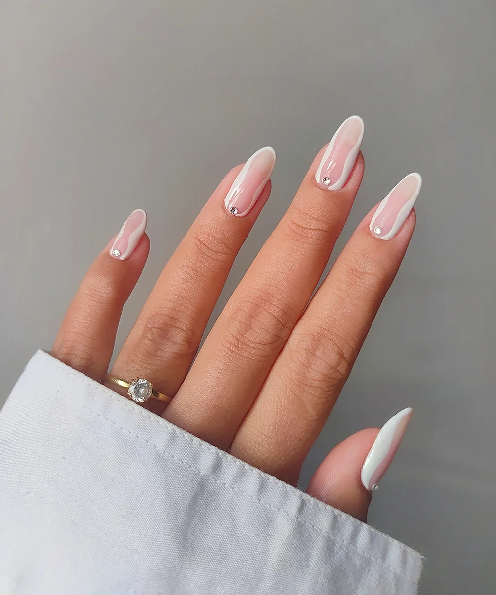 Vertical White to Pale Pink Ombre — Winter Ombre Nails