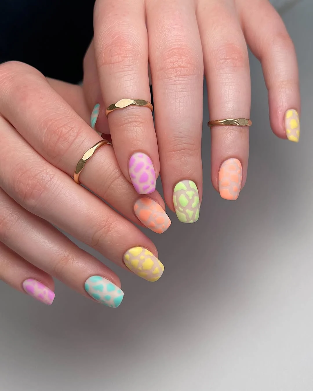 Playful Matte Abstract Pastel Nails — Pastel Winter Nails