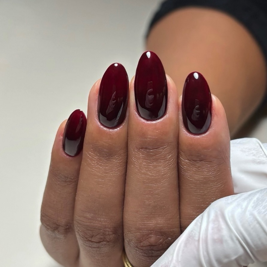 Sophisticated Deep Burgundy Polish — Winter Nail Colors for Dark Skin