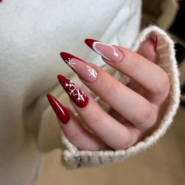 High Gloss Glitter Visual Idea — Snowflake Nails