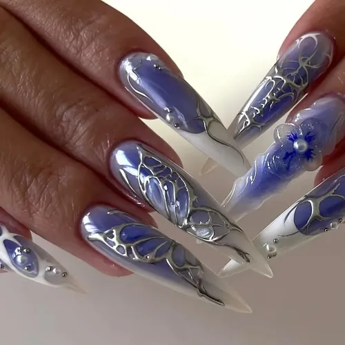 Glossy Iridescent Shimmer Visual Idea Glossy Iridescent Shimmer Visual Idea — Icy Blue Nails