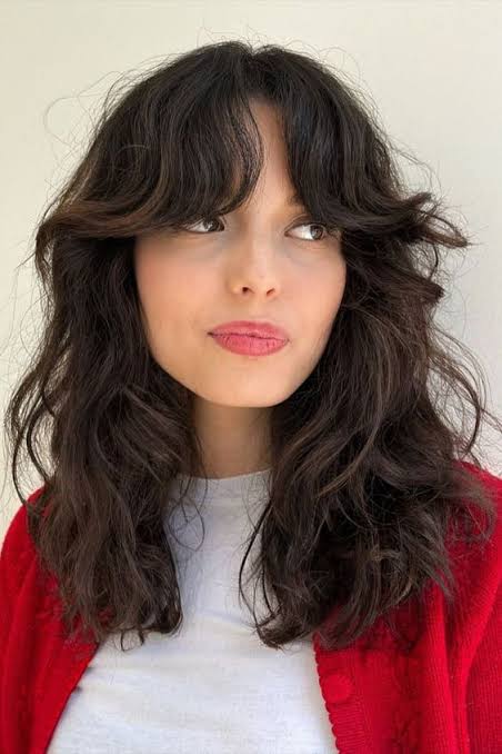 Textured Shag With Curtain Bangs Textured Shag With Curtain Bangs — Dark Winter Hair Colors