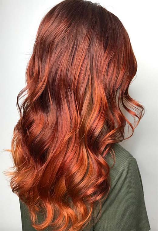 Deep Red Auburn Mid-Back Waves — Winter Red Hair Colors
