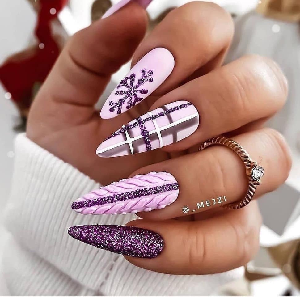Light Pink Purple Glitter Purple Visual Idea Light Pink Purple Glitter Purple Visual Idea — Sweater Nails
