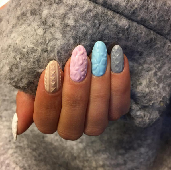 Pastel Sweater Nails in Almond Shape Pastel Sweater Nails in Almond Shape