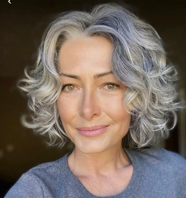 Chin Length Silver Grey Bob Chin Length Silver Grey Bob — Winter Hair Colors for Women Over 50