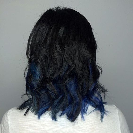 Black To Blue Ombré Lob — Blue Black Hair