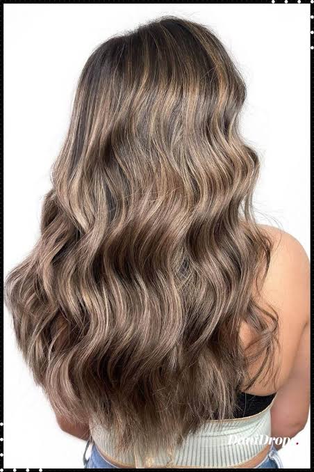 Layers Long Wavy Ash Brown With Highlights — Ash Brown Hair