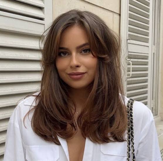 Warm Brown With Caramel Highlights Warm Brown With Caramel Highlights — Mushroom Brown Hair
