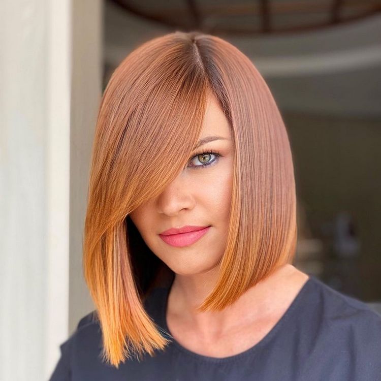 Sleek Copper Bob with Ombre Sleek Copper Bob with Ombre — Winter Haircuts for Women Over 50