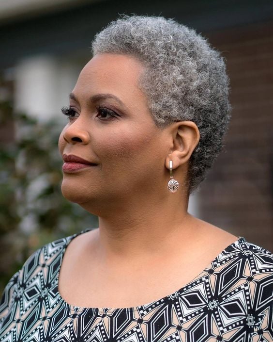 Naturally Curly Salt and Pepper Pixie Naturally Curly Salt and Pepper Pixie — Winter Haircuts for Women Over 50