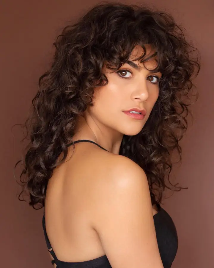 Voluminous Curly Shag With Curtain Bangs Voluminous Curly Shag With Curtain Bangs — Winter Layered Haircuts
