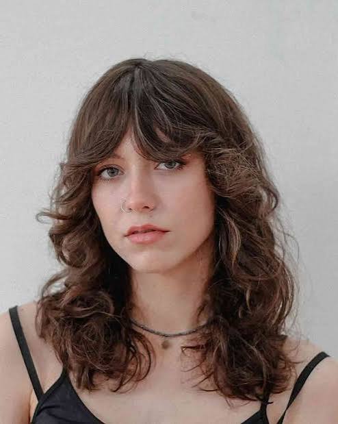 Layered Lob with Soft Curtain Bangs Layered Lob with Soft Curtain Bangs — Winter Haircuts with Curtain Bangs