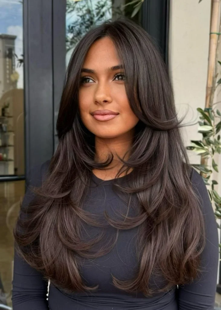 Voluminous Waves With Face-Framing Layers — Winter Haircuts for Thick Hair