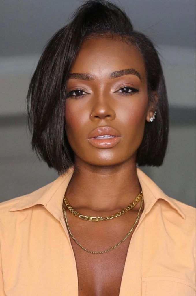 Sleek Chin Length Dark Brown Bob Sleek Chin Length Dark Brown Bob — Winter Haircuts for Black Women