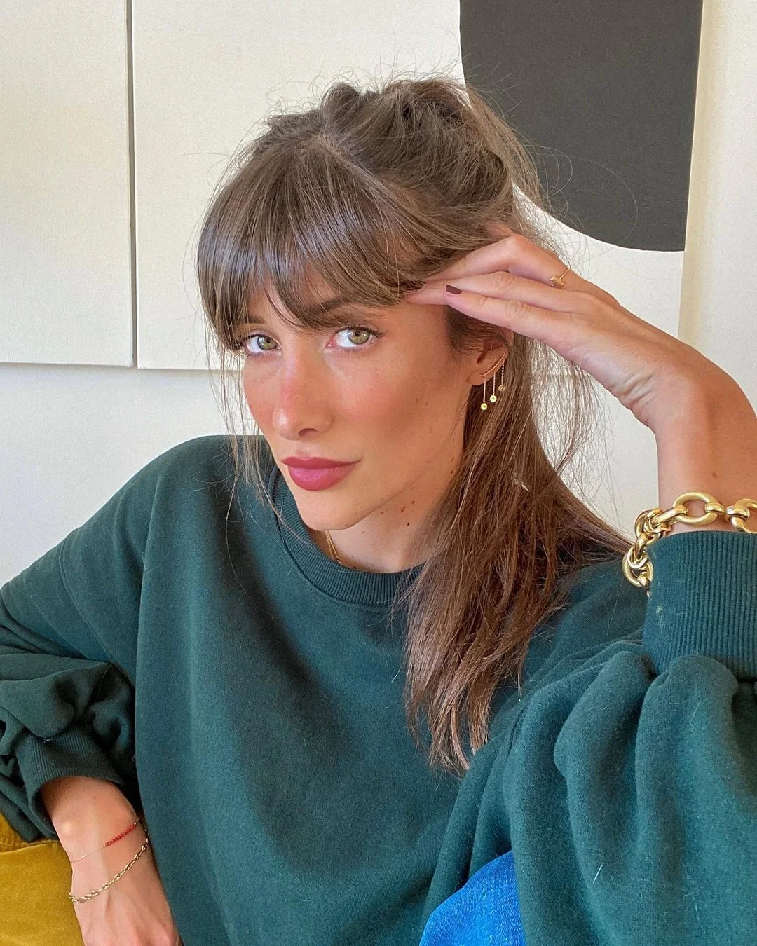 Brunette With Subtle Highlights Visual Idea — Winter Hairstyles with Bangs