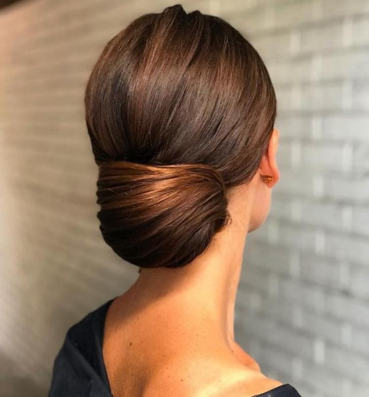 Sculpted Low Bun with Auburn Tones — Winter Bun Hairstyles