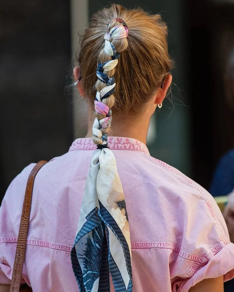 Wavy Blonde Braid with Integrated Scarf Wavy Blonde Braid with Integrated Scarf — Winter Hairstyles with Scarf