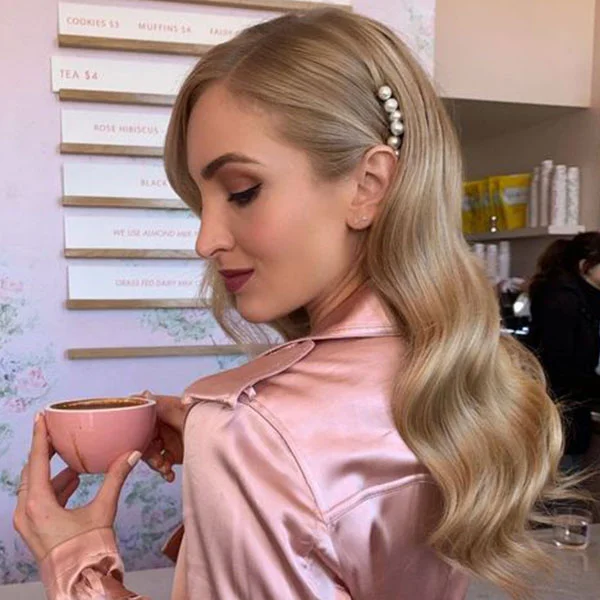 Blonde Waves With Pearl Clip — Winter Wedding Hairstyles