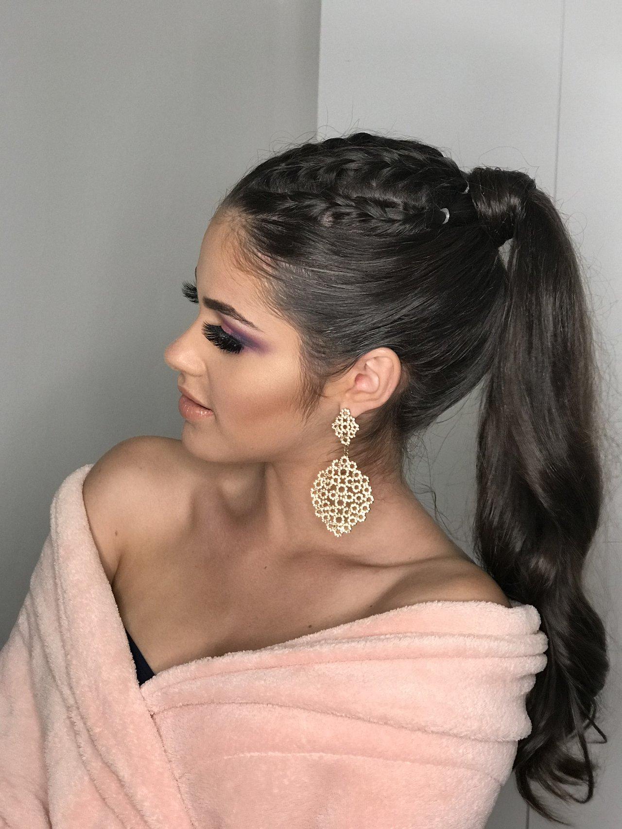 Dark Brown Braided Crown Ponytail — Winter Date Night Hairstyles