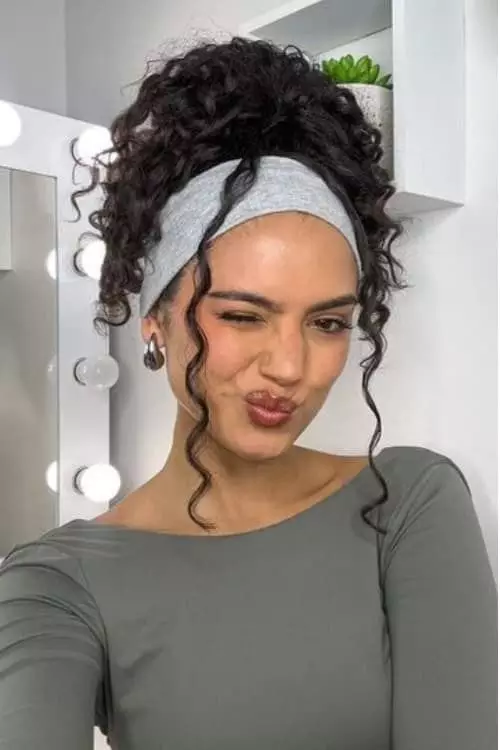 High Updo With Headband — Winter Protective Hairstyles