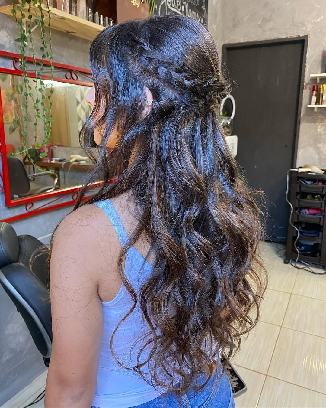 Half-Up Braids With Wavy Ends — Winter Protective Hairstyles