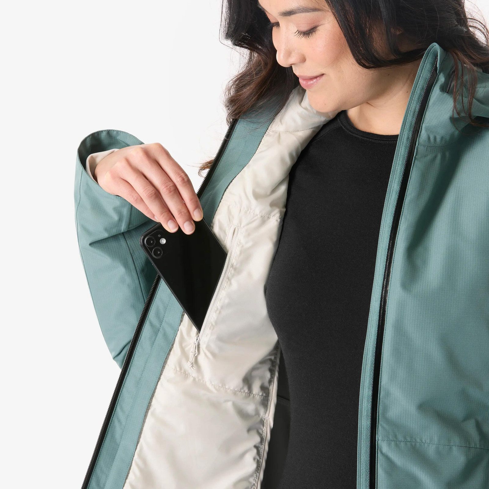Teal Ripstop Nylon Jacket for Winter Hiking Protection — Winter Hiking Outfits