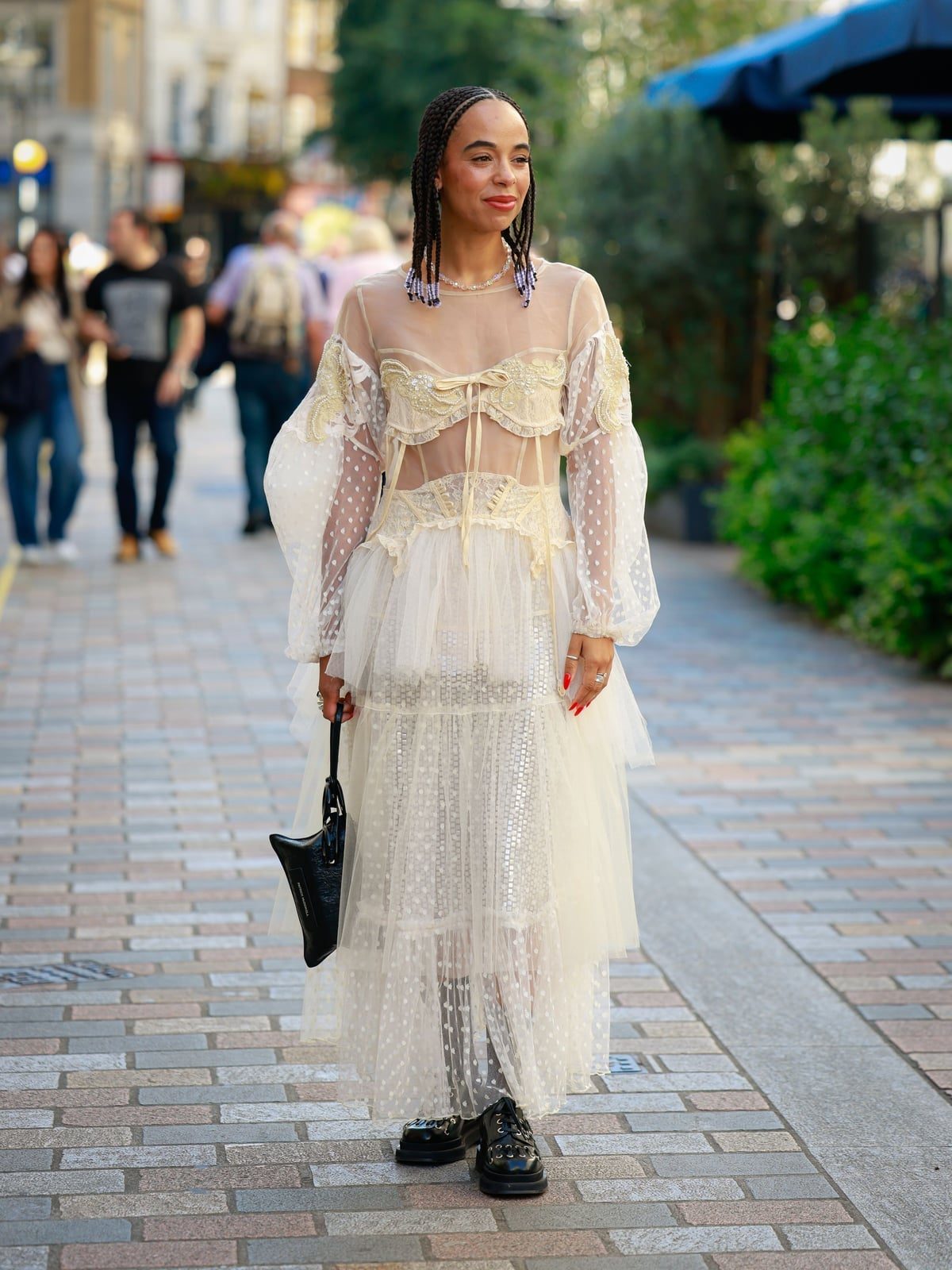 Layered White Mesh Maxi Dress With Puff Sleeves Layered White Mesh Maxi Dress With Puff Sleeves — Mesh Dress Ideas