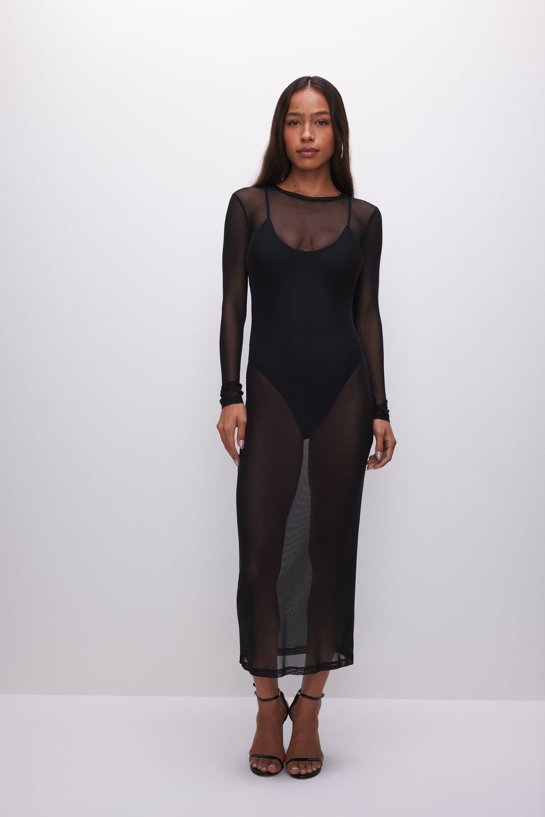 Fitted Black Mesh Maxi Dress With Slip Fitted Black Mesh Maxi Dress With Slip — Mesh Dress Ideas
