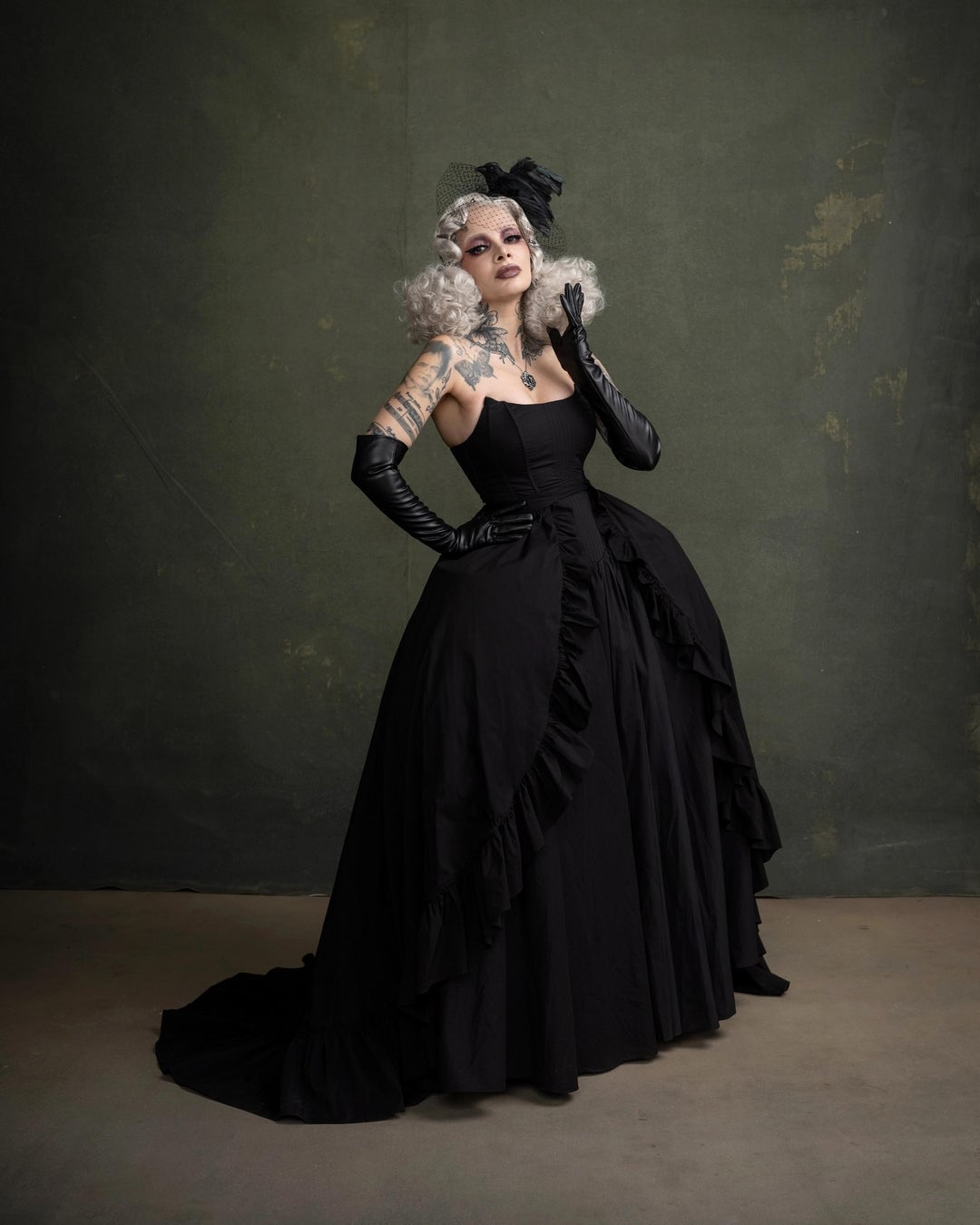 Black Dress with Voluminous Floor-Length Skirt — Modern Victorian Dresses