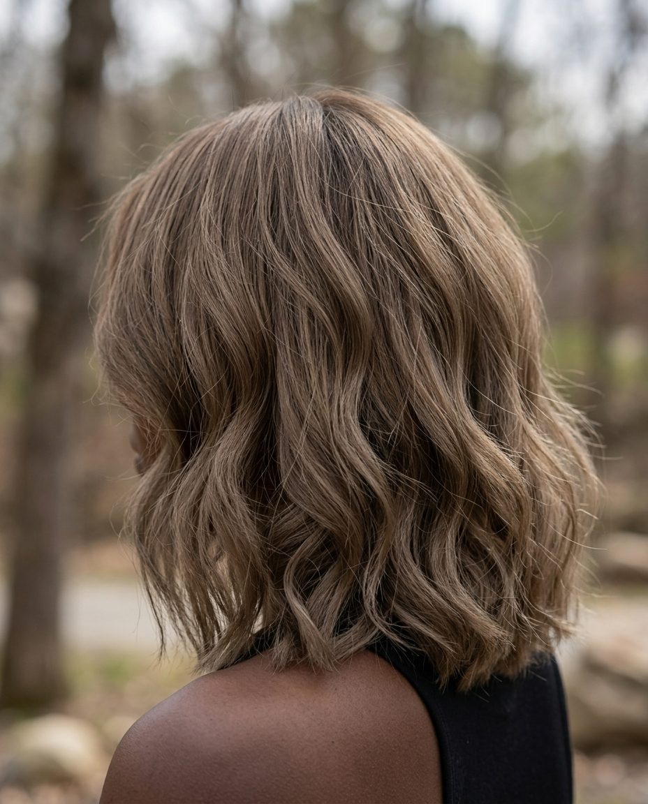 Summer Bronde Lob: Effortless Chic 2026 collarbone-length mushroom bronde lob haircut with cool beige babylights and face-framing layers for summer