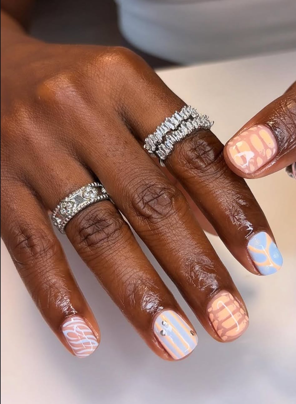 Mixed Pattern Short Square Nails Mixed Pattern Short Square Nails — Nails Easy Ideas
