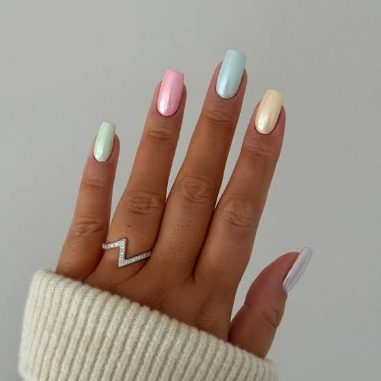 Milky Pastel Square Nails With Shimmer Milky Pastel Square Nails With Shimmer — Nails Easy Ideas