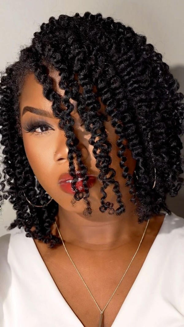 Layered Collarbone Cut With Spiral Curls — Natural Hair Black Women Styles