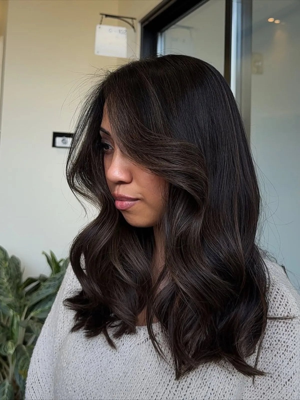 Dark Brown With Caramel Balayage, Collarbone Dark Brown With Caramel Balayage, Collarbone — Natural Hair Color Styles