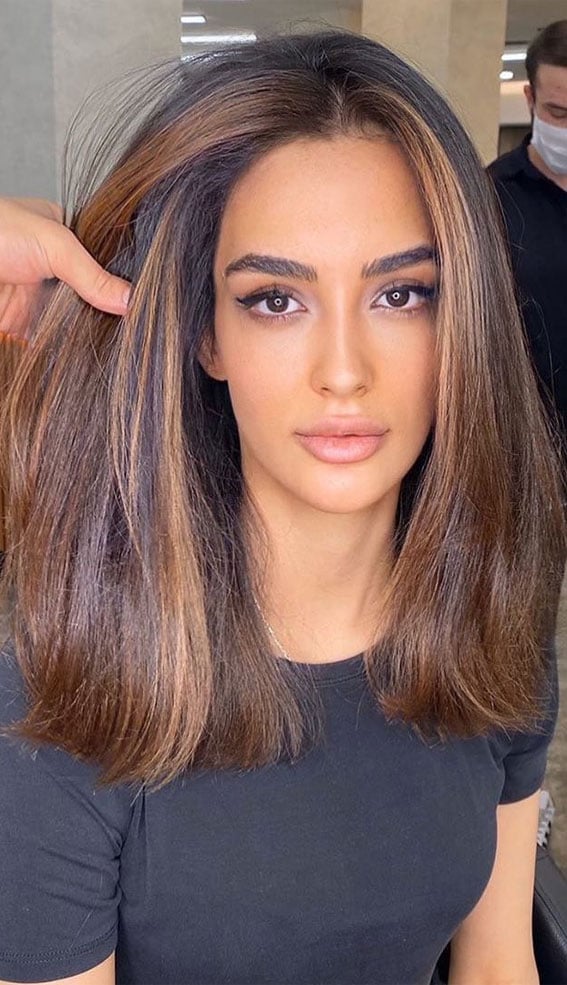 Medium Brown With Lighter Brown Highlights Medium Brown With Lighter Brown Highlights — Natural Hair Color Styles