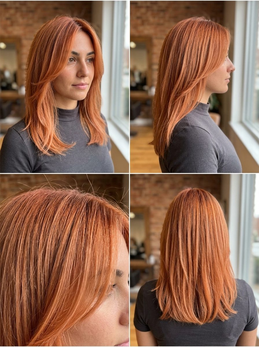 Nectarine Copper Air Touch Balayage 2026 long nectarine copper air touch balayage with soft peach, apricot tones — vibrant music festival style