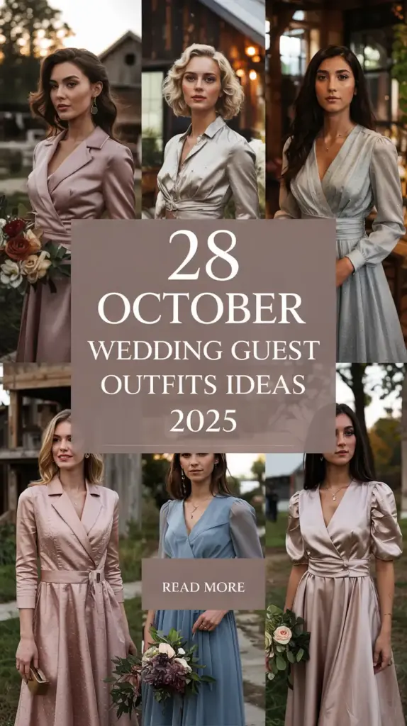28 Elegant & Trendy October Wedding Guest Outfits Ideas 2025 — From Dresses to Chic Pantsuits