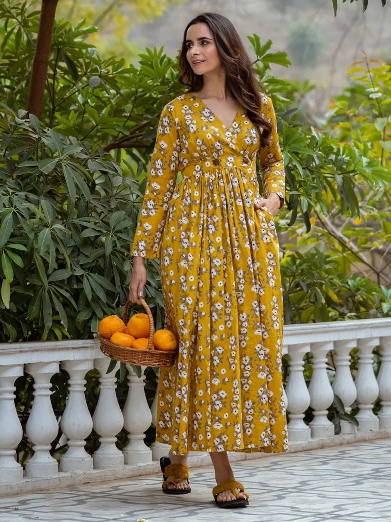 Yellow White Floral Wrap Dress Yellow White Floral Wrap Dress — Pattern Dress Ideas
