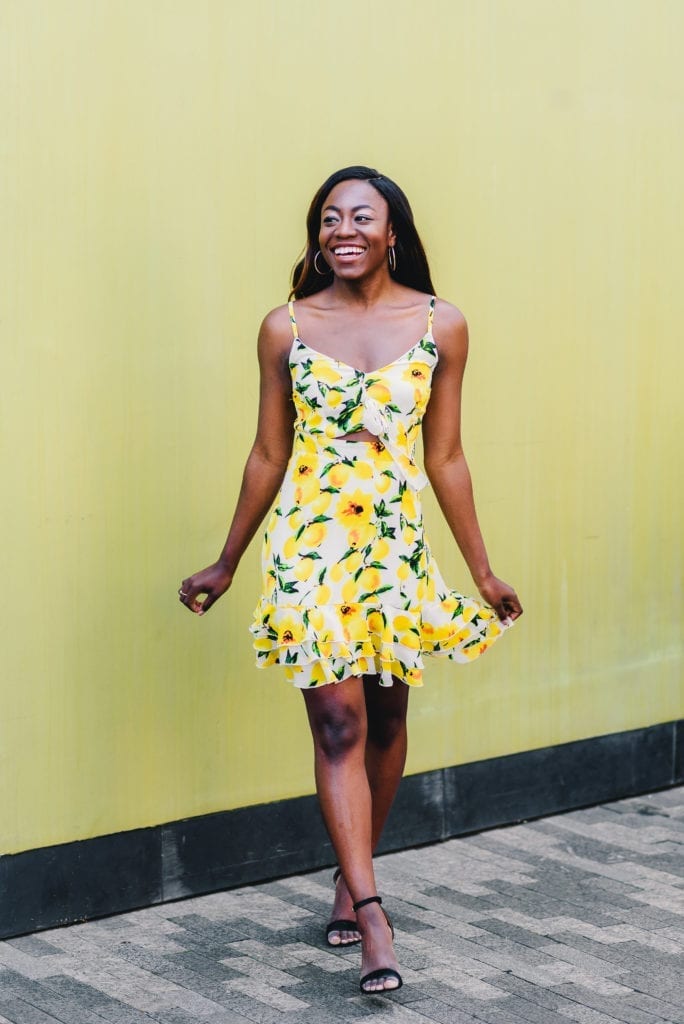 Yellow Lemon Print Sleeveless Mini Dress Yellow Lemon Print Sleeveless Mini Dress — Pattern Dress Ideas