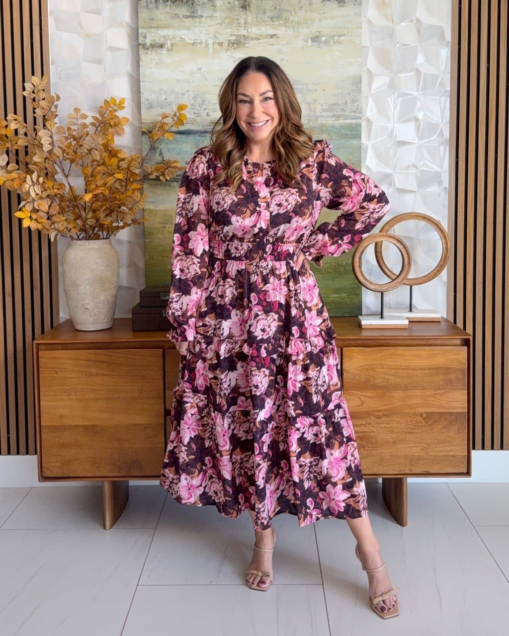 Pink Purple Floral Tiered Midi Dress Pink Purple Floral Tiered Midi Dress — Pattern Dress Ideas